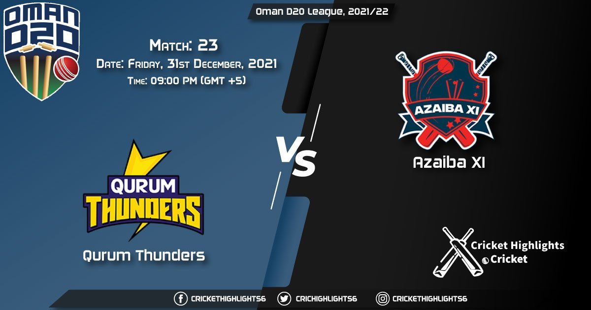 QUT vs AZA, Live Scorecard, Match 23, December 31, 2021, Live Cricket Score, Oman D20 League, 202122