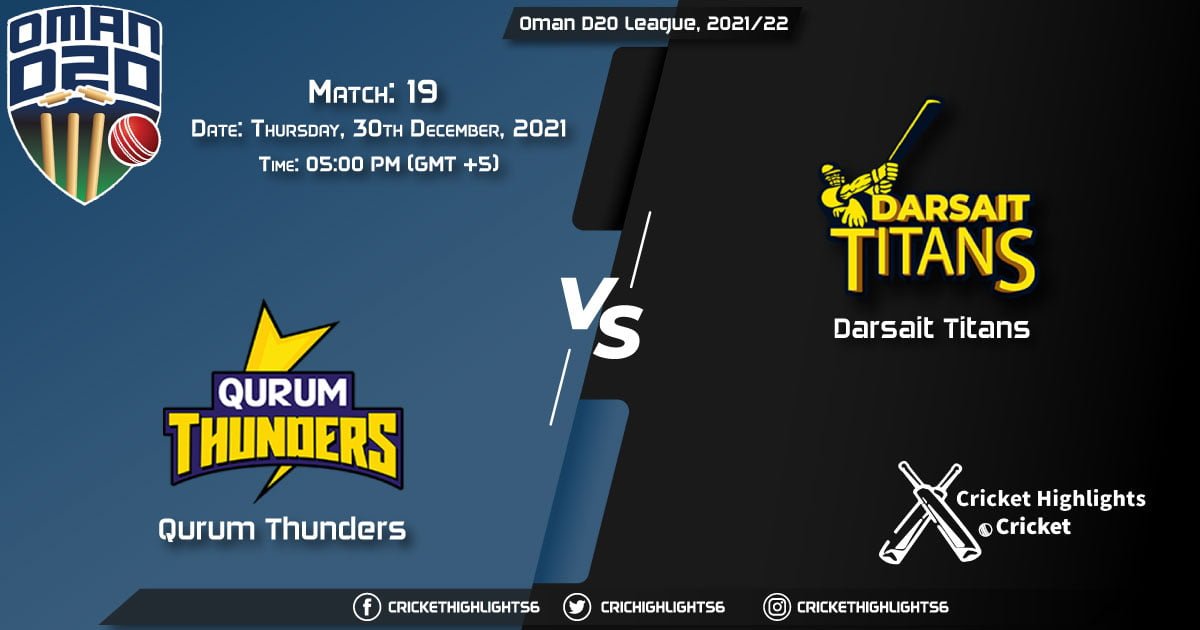 QUT vs DAT, Live Scorecard, Match 19, December 30, 2021, Live Cricket Score, Oman D20 League, 202122