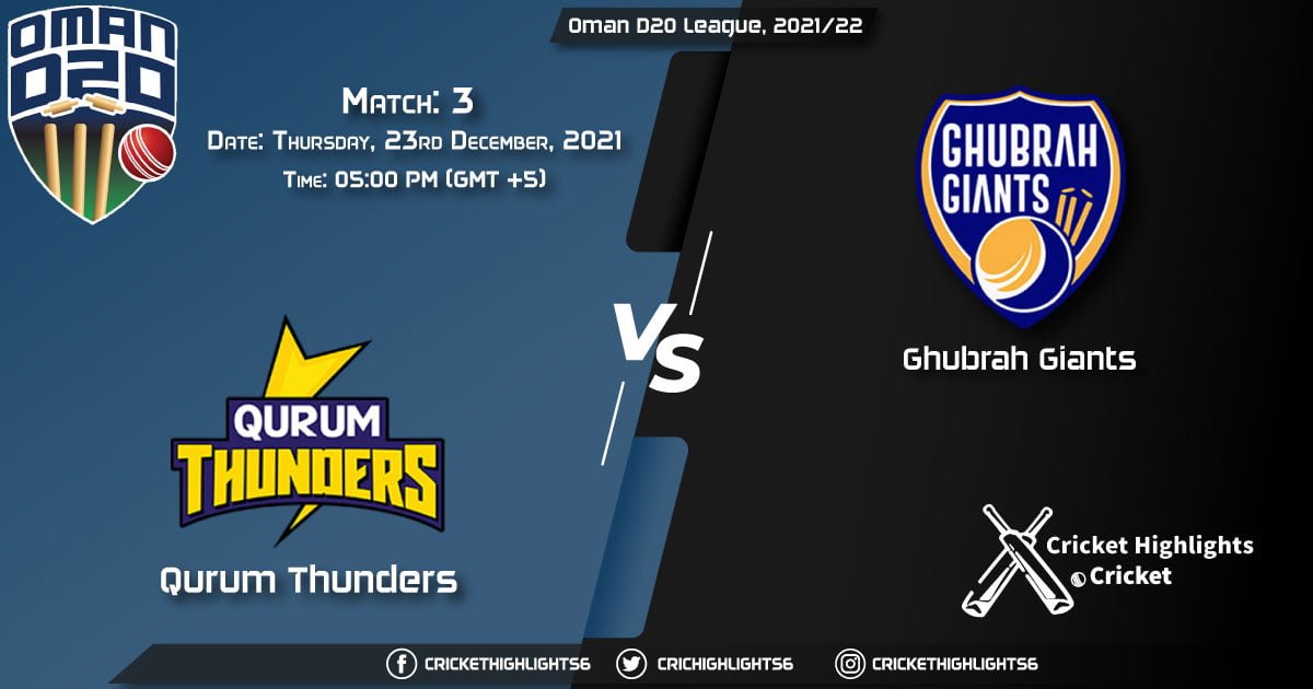 QUT vs DAT, Live Scorecard, Match 3, December 23, 2021, Live Cricket Score, Oman D20 League, 202122