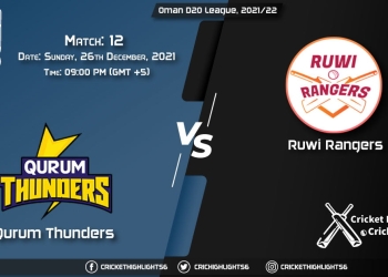 QUT vs RUR, Live Scorecard, Match 12, December 26, 2021, Live Cricket Score, Oman D20 League, 202122