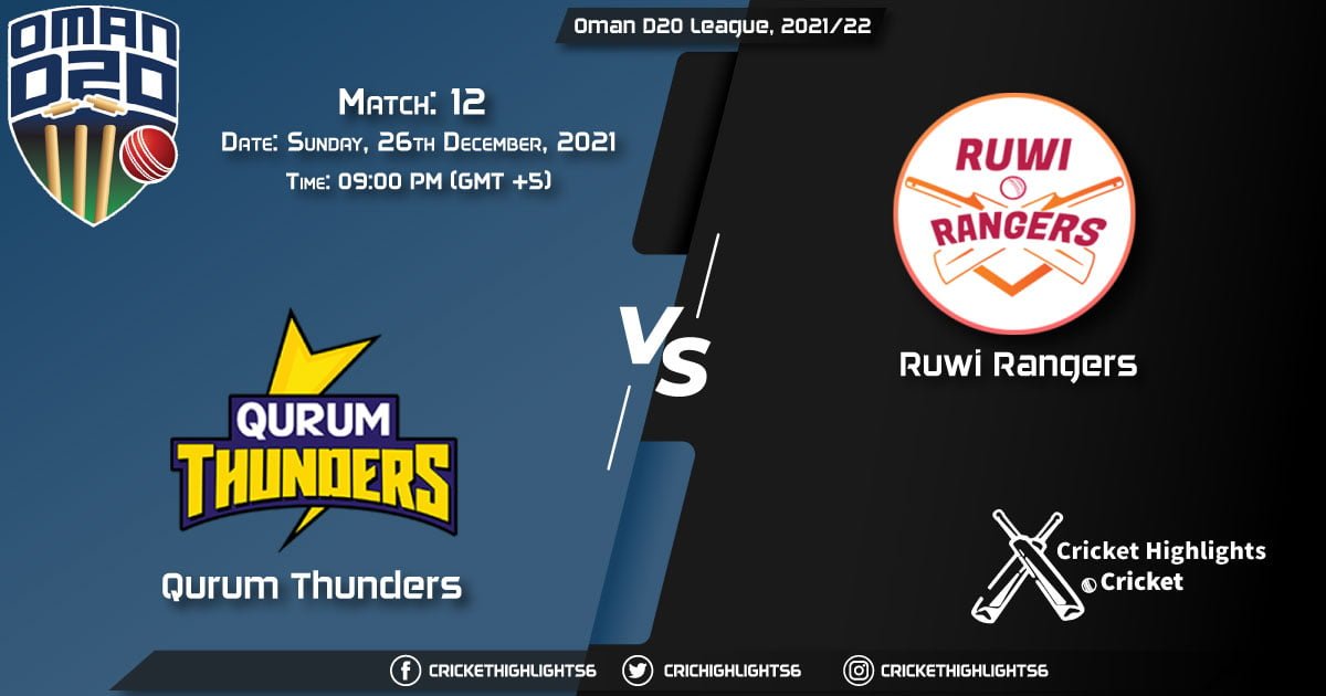 QUT vs RUR, Live Scorecard, Match 12, December 26, 2021, Live Cricket Score, Oman D20 League, 202122
