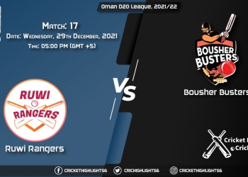 RUR vs BOB, Live Scorecard, Match 17, December 29, 2021, Live Cricket Score, Oman D20 League, 202122