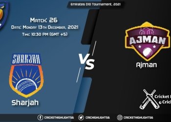 SHA vs AJM, Live Scorecard, Match 26, December 13, 2021, Live Cricket Score, Emirates D10 Tournament, 2021