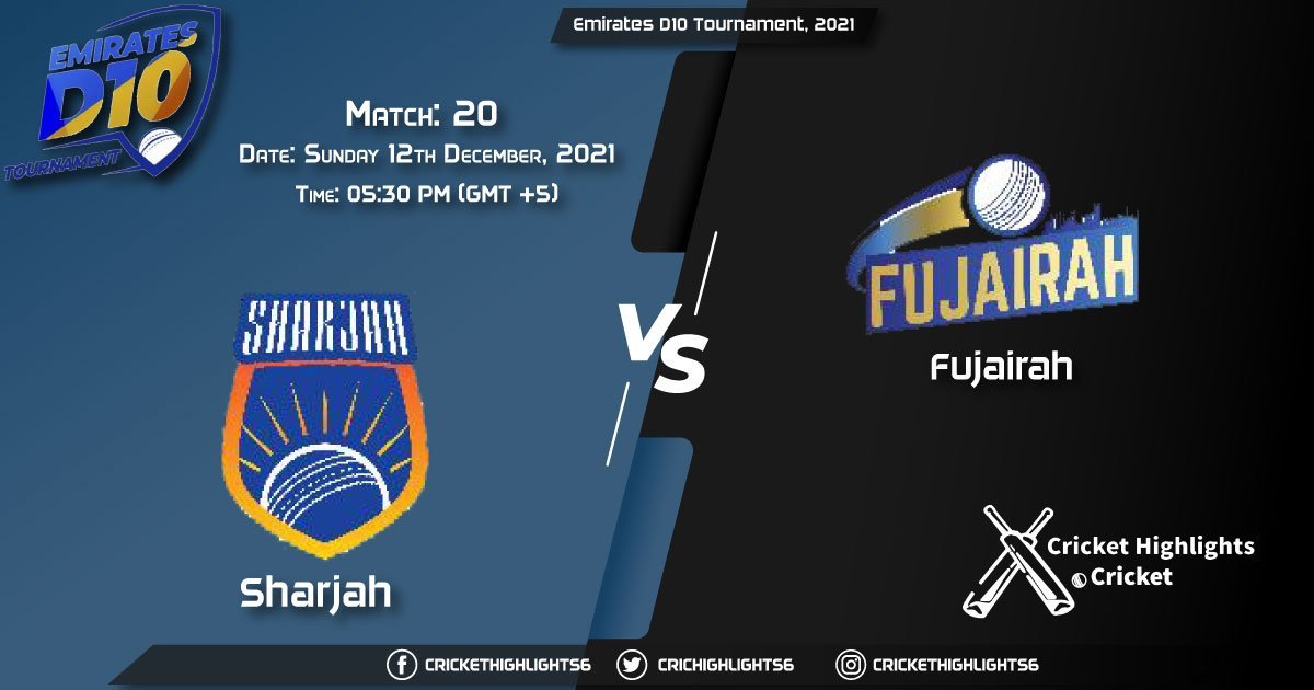 SHA vs FUJ, Live Scorecard, Match 20, December 12, 2021, Live Cricket Score, Emirates D10 Tournament, 2021