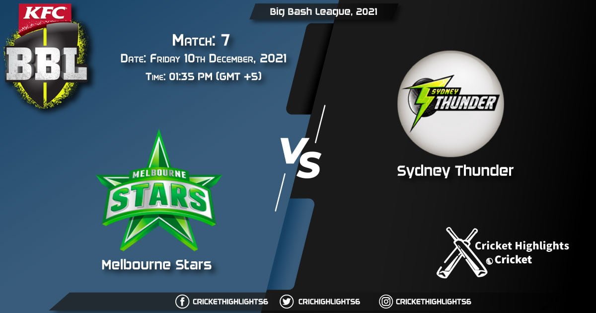 STA vs THU, Live Scorecard, Match 7, December 10, 2021, Live Cricket Score, Big Bash League, 202122