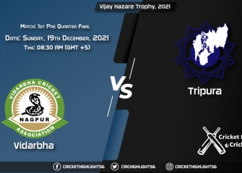 VID vs TRP, Live Scorecard, Match 1st Pre-Quarter Final, December 19, 2021, Live Cricket Score, Vijay Hazare Trophy, 2021