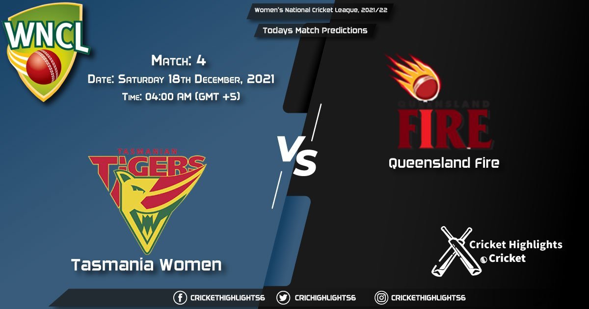 Women's National Cricket League, 202122, Match 4 TAS-W vs QUN-W, Playing 11 & Today's Match Predictions