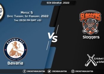 BAV vs SLO, Live Scorecard, Match 5, February 1, 2022, ECN Gibraltar, 2022
