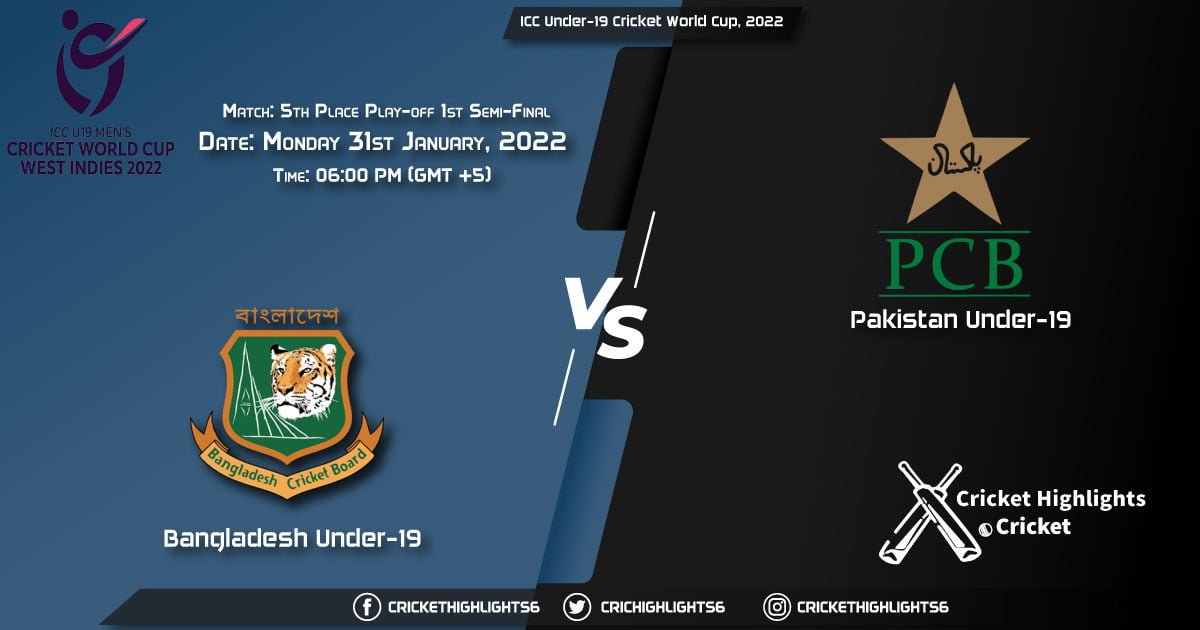BD-U19 vs PK-U19, Live Scorecard, Match 5th Place Play-off 1st Semi-Final, January 31, 2022, ICC Under-19 Cricket World Cup, 2022