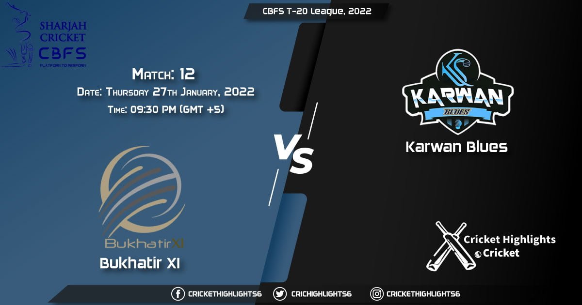BUK vs KAB, Live Scorecard, Match 12, January 27, 2022, CBFS T-20 League, 2022