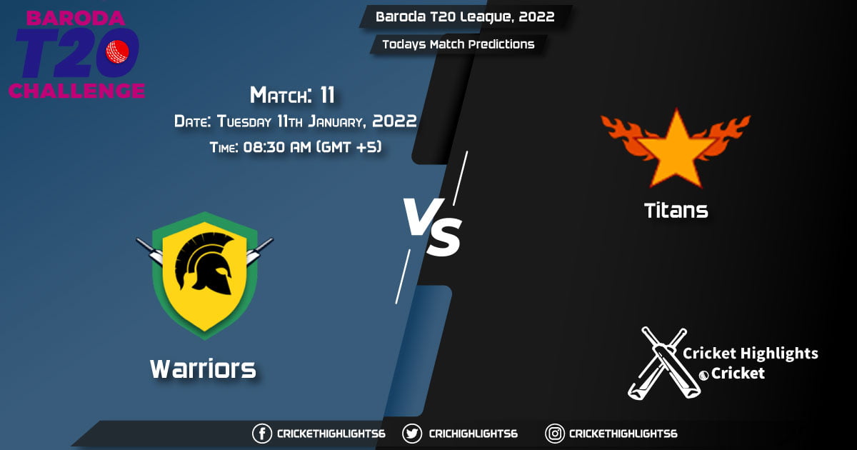 Baroda T20 League, 2022, Match 11 WAR vs TIT, Playing 11 & Today's Match Predictions