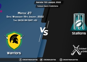 Baroda T20 League, 2022, Match 27 WAR vs STA, Playing 11 & Today's Match Predictions