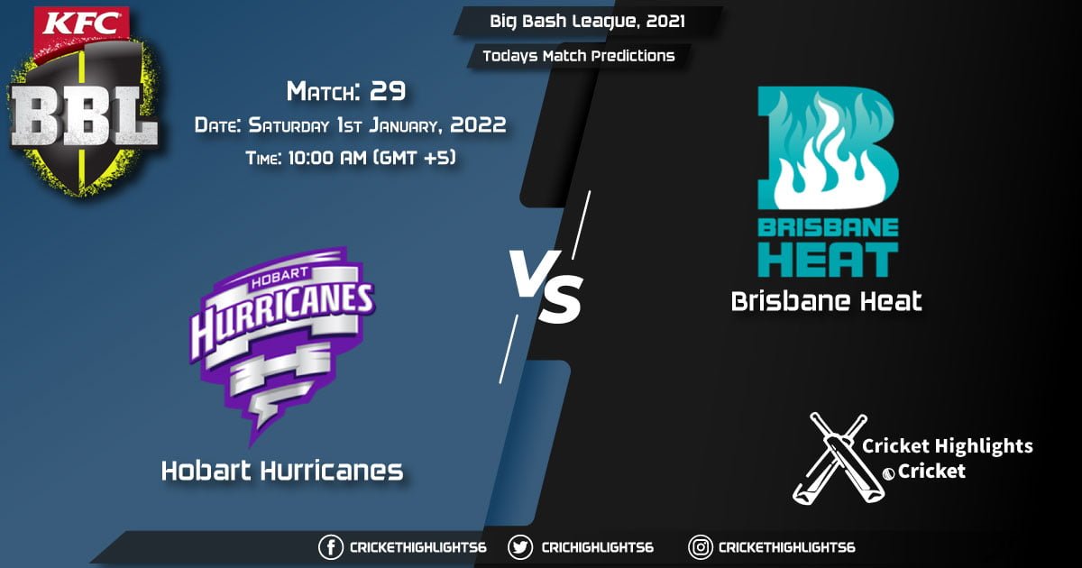 Big Bash League, 202122, Match 29 HUR vs HEA, Playing 11 & Today's Match Predictions