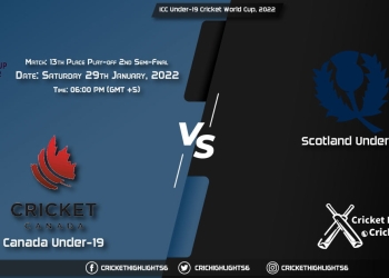CAN-U19 vs SCO-U19, Live Scorecard, Match 13th Place Play-off 2nd Semi-Final, January 29, 2022, ICC Under-19 Cricket World Cup, 2022