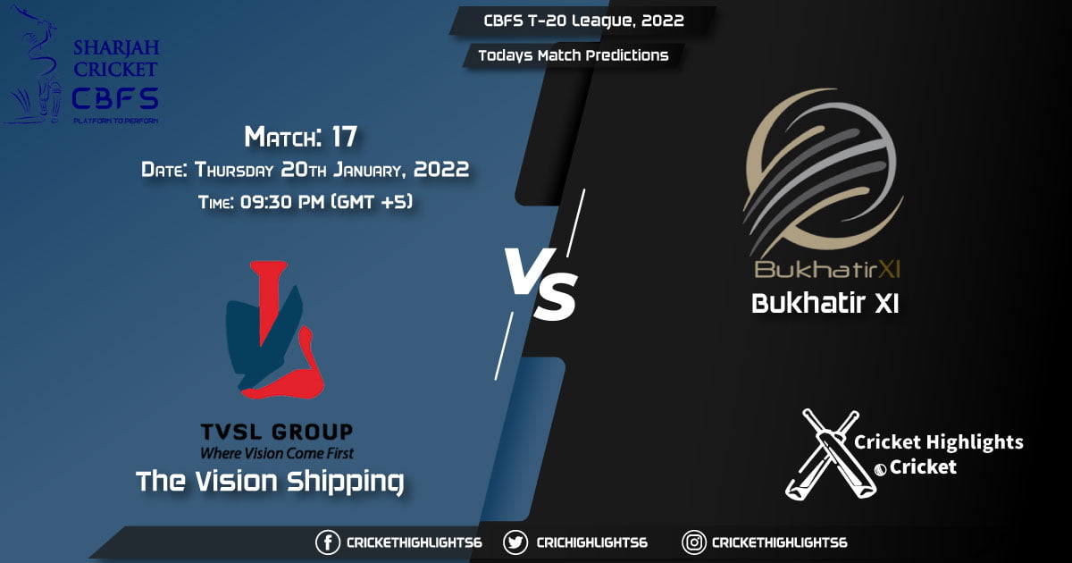 CBFS T-20 League, 2022, Match 17 TVS vs BUK, Playing 11 & Today's Match Predictions