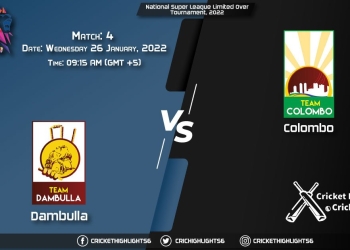 DAM vs COL, Live Scorecard, Match 4, January 26, 2022, National Super League Limited Over Tournament, 2022