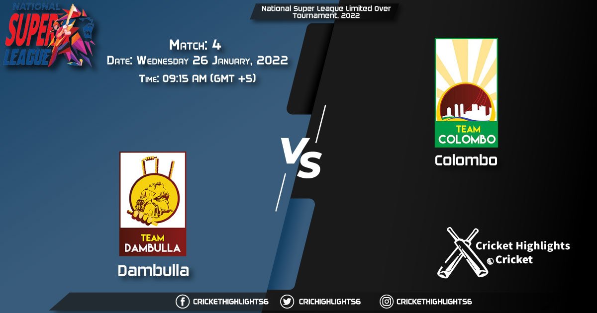 DAM vs COL, Live Scorecard, Match 4, January 26, 2022, National Super League Limited Over Tournament, 2022