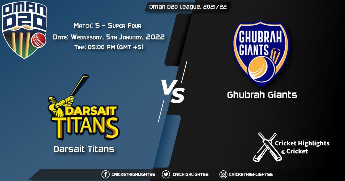 DAT vs GGI, Live Scorecard, Super Four Match 5, January 5, 2022, Live Cricket Score, Oman D20 League, 202122