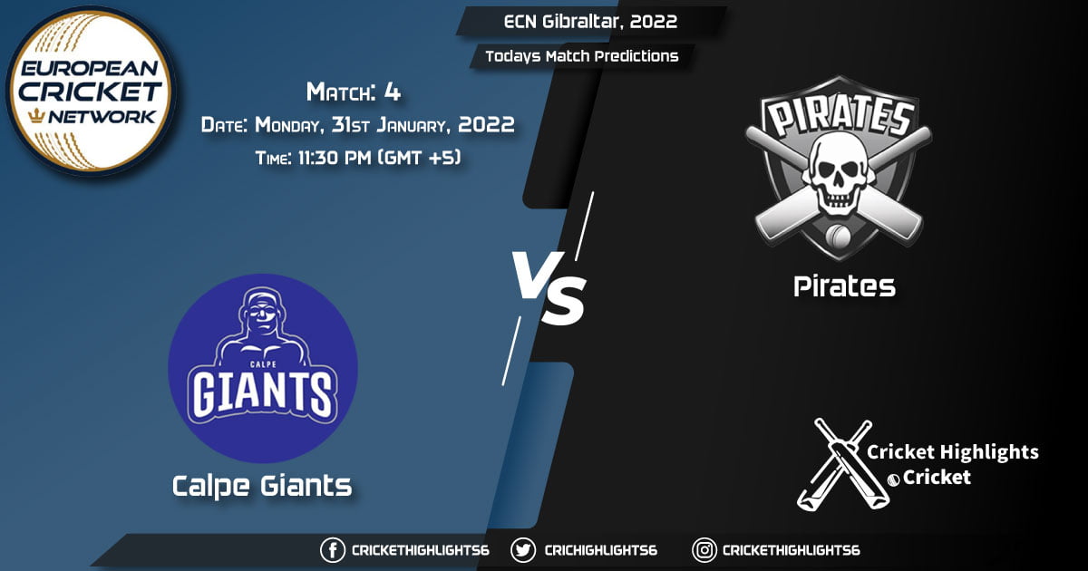 ECN Gibraltar, 2022, Match 4 CG vs PIR, Playing 11 & Today's Match Predictions