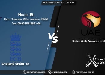 EN-U19 vs UAE-U19, Live Scorecard, Match 16, January 20, 2022, ICC Under-19 Cricket World Cup, 2022