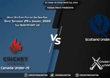 ICC Under-19 Cricket World Cup, 2022, Match 13th Place Play-off 2nd Semi-Final CAN-U19 vs SCO-U19, Playing 11 & Today's Match Predictions