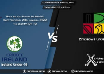 ICC Under-19 Cricket World Cup, 2022, Match 9th Place Play-off 2nd Semi-Final IRE-U19 vs ZIM-U19, Playing 11 & Today's Match Predictions