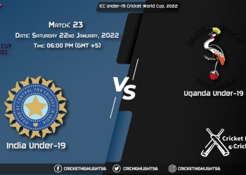 IN-U19 vs UGA-U19, Live Scorecard, Match 23, January 22, 2022, Live Cricket Score, ICC Under-19 Cricket World Cup, 2022