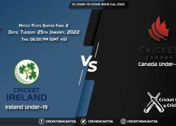 IRE-U19 vs CAN-U19, Live Scorecard, Match Plate Quarter Final 2, January 25, 2022, ICC Under-19 Cricket World Cup, 2022