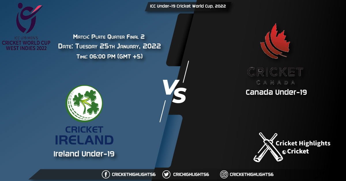 IRE-U19 vs CAN-U19, Live Scorecard, Match Plate Quarter Final 2, January 25, 2022, ICC Under-19 Cricket World Cup, 2022