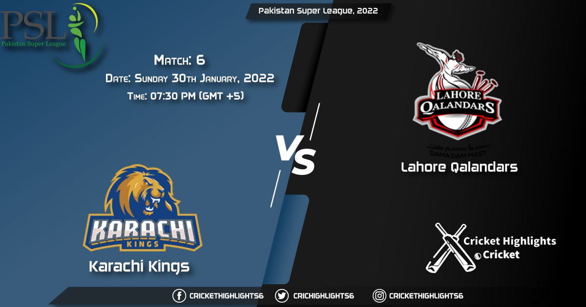 KAR vs LAH, Live Scorecard, Match 6, January 30, 2022, Pakistan Super League, 2022