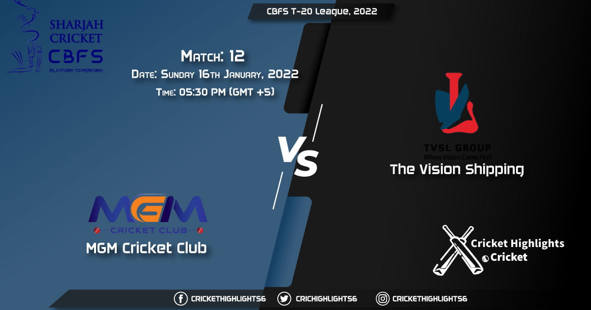 MGB vs TVS, Live Scorecard, Match 12, January 16, 2022, Live Cricket Score, MGB vs TVS, Live Scorecard, Match 12, January 16, 2022, Live Cricket Score, CBFS T-20 League, 2022