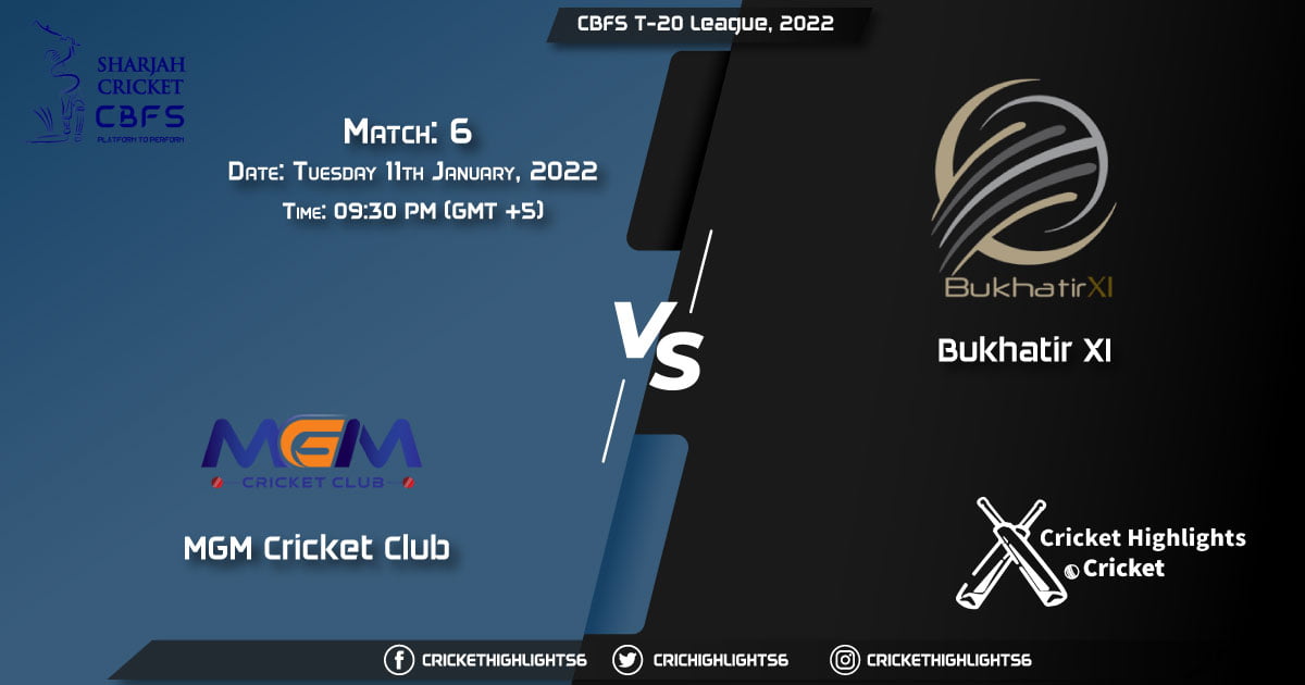 MGM vs BUK, Live Scorecard, 6 Match , January 11, 2022, Live Cricket Score, CBFS T-20 League, 2022