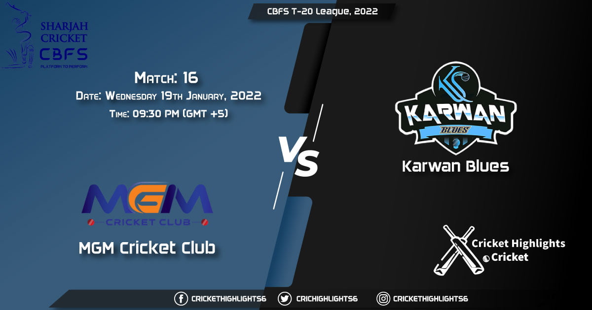 MGM vs KAB, Live Scorecard, Match 16, January 19, 2022, Live Cricket Score, CBFS T-20 League, 2022