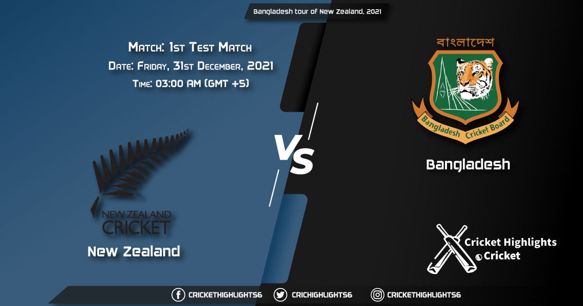 NZ vs BAN, Live Scorecard, Match 1st Test, December 31, 2021, Live Cricket Score, Bangladesh tour of New Zealand, 2021
