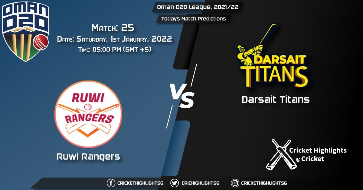 Oman D20 League, 202122, Match 25 RUR vs DAT, Playing 11 & Today's Match Predictions