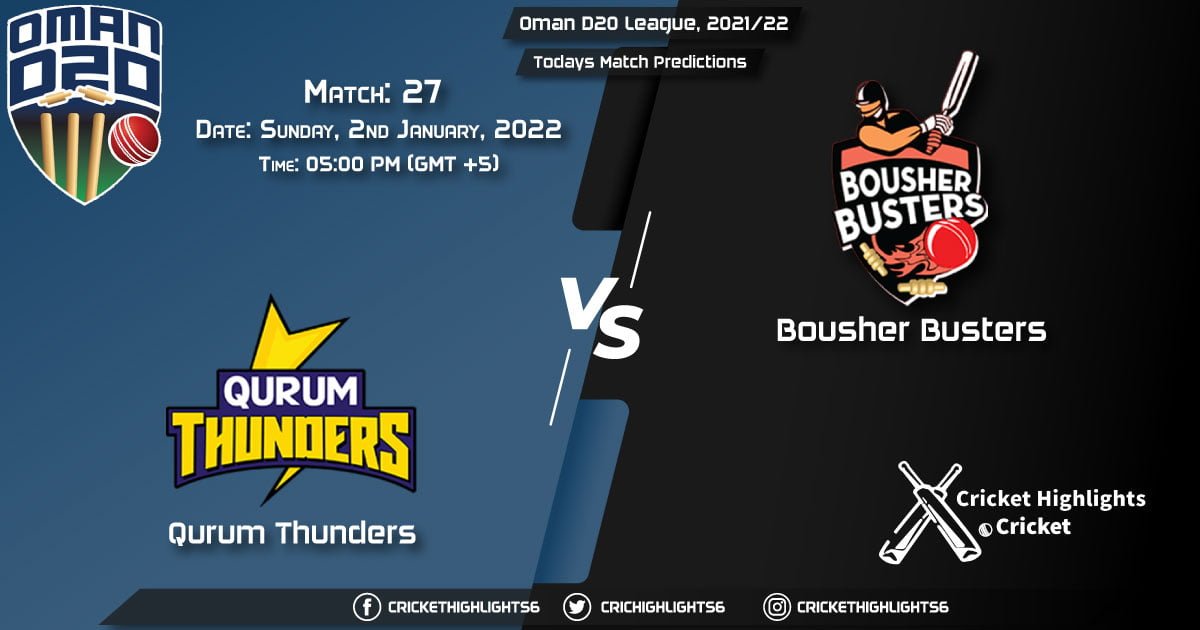Oman D20 League, 202122, Match 27 QUT vs BOB, Playing 11 & Today's Match Predictions