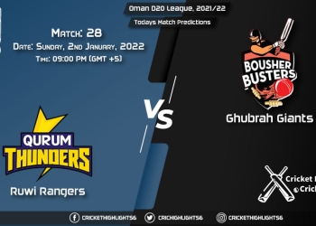 Oman D20 League, 202122, Match 28 RUR vs GGI, Playing 11 & Today's Match Predictions