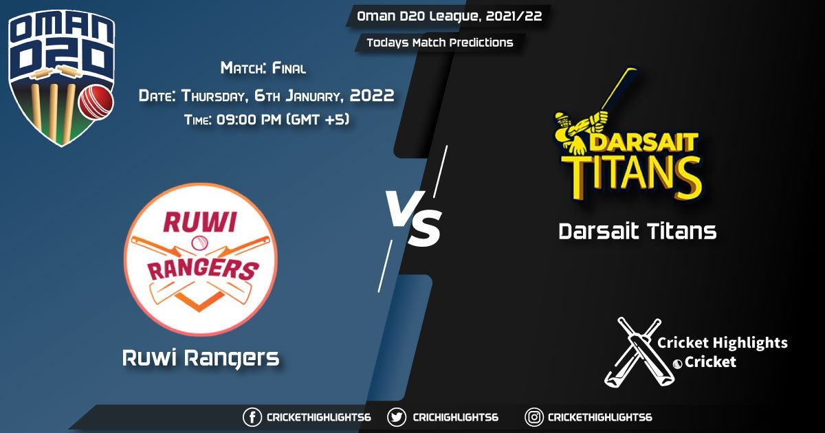 Oman D20 League, 202122, Match Final RUR vs DAT, Playing 11 & Today's Match Predictions