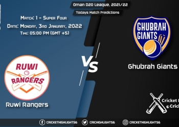 Oman D20 League, 202122, Super Four Match 1 RUR vs GGI, Playing 11 & Today's Match Predictions
