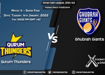 Oman D20 League, 202122, Super Four Match 4 QUT vs GGI, Playing 11 & Today's Match Predictions