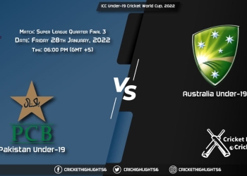 PK-U19 vs AU-U19, Live Scorecard, Match Super League Quarter Final 3, January 28, 2022, ICC Under-19 Cricket World Cup, 2022