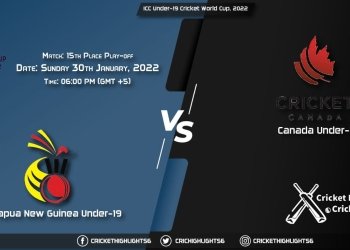PNG-U19 vs CAN-U19, Live Scorecard, Match 15th Place Play-off, January 30, 2022, ICC Under-19 Cricket World Cup, 2022