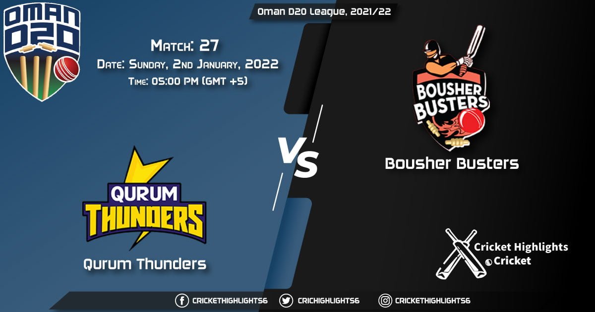 QUT vs BOB, Live Scorecard, Match 27, January 2, 2022, Live Cricket Score, Oman D20 League, 202122