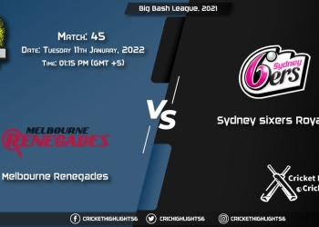 REN vs SIX, Live Scorecard, Match 45, January 11, 2022, Live Cricket Score, Big Bash League, 202122