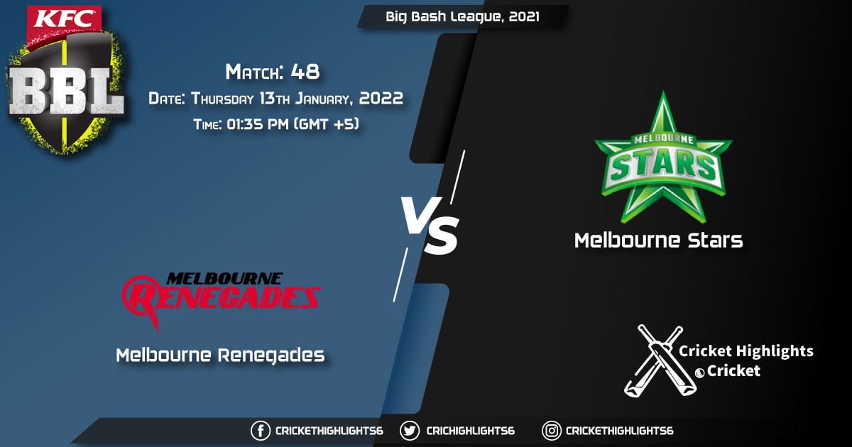 REN vs STA, Live Scorecard, Match 48, January 13, 2022, Live Cricket Score, Big Bash League, 202122