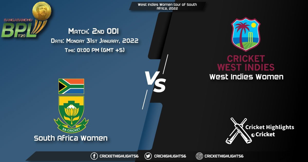 SA-W vs WI-W, Live Scorecard, Match 2nd ODI, January 31, 2022, West Indies Women tour of South Africa, 2022
