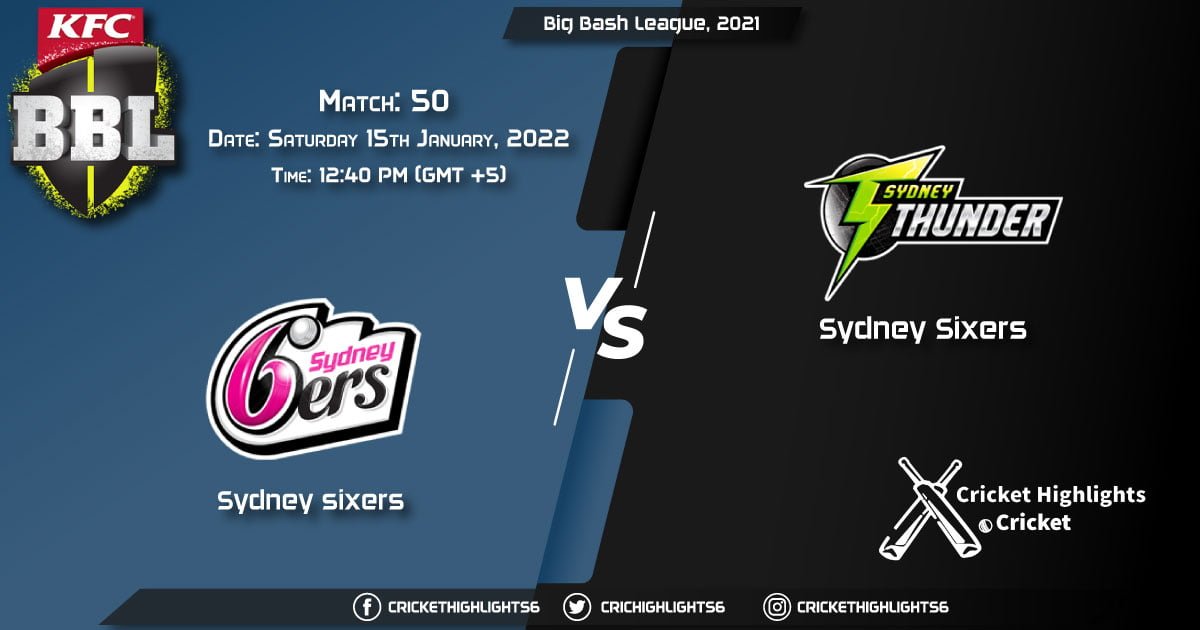 SIX vs THU, Live Scorecard, Match 50, January 15, 2022, Live Cricket Score, Big Bash League, 202122