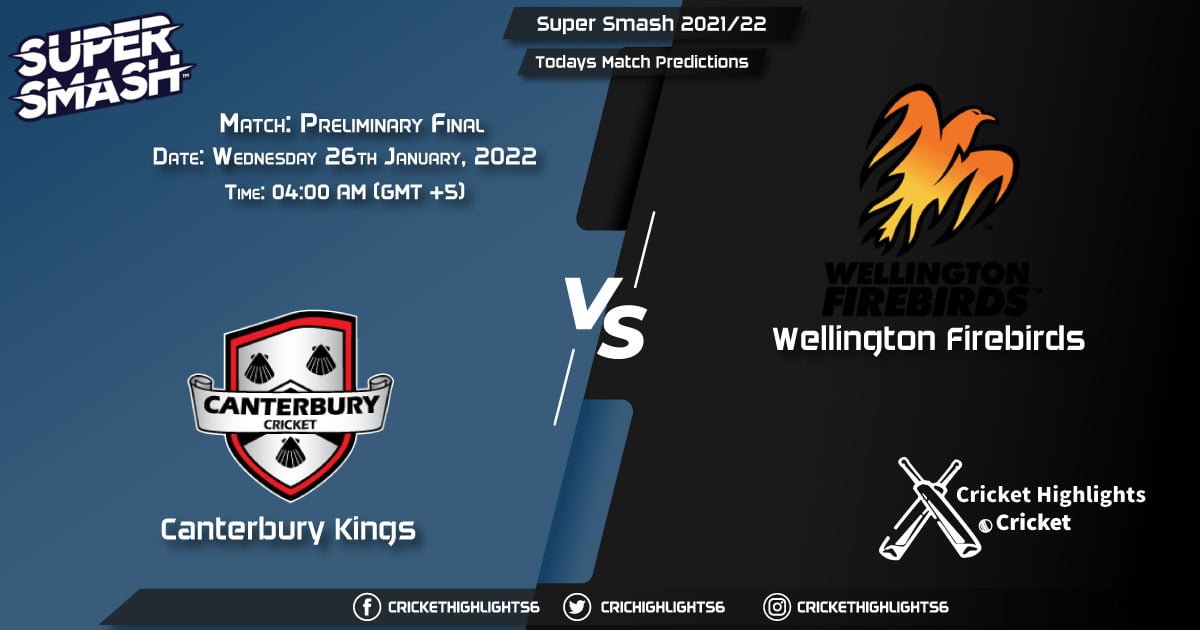 Super Smash 202122, Match Preliminary Final CTB vs WF, Playing 11 & Today's Match Predictions
