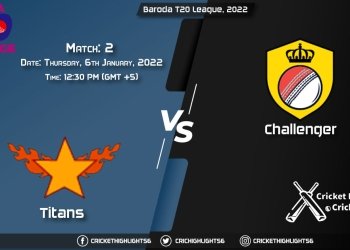 TIT vs CHA, Live Scorecard, Match 2, January 6, 2021, Live Cricket Score, Baroda T20 League, 2022