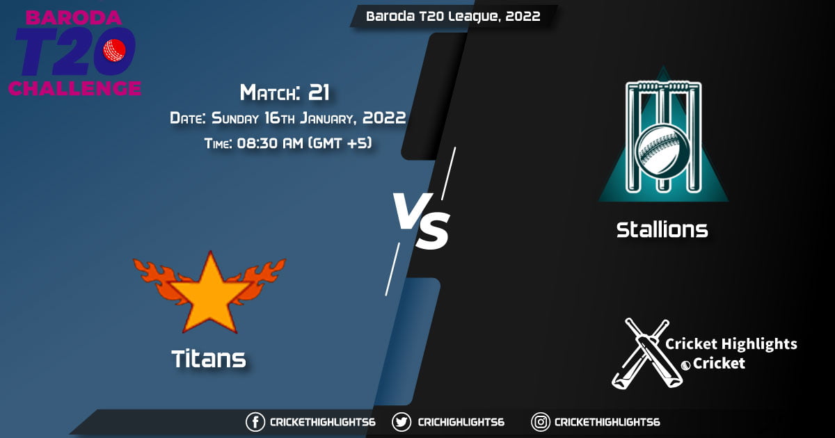 TIT vs STA, Live Scorecard, Match 21, January 16, 2022, Live Cricket Score, Baroda T20 League, 2022